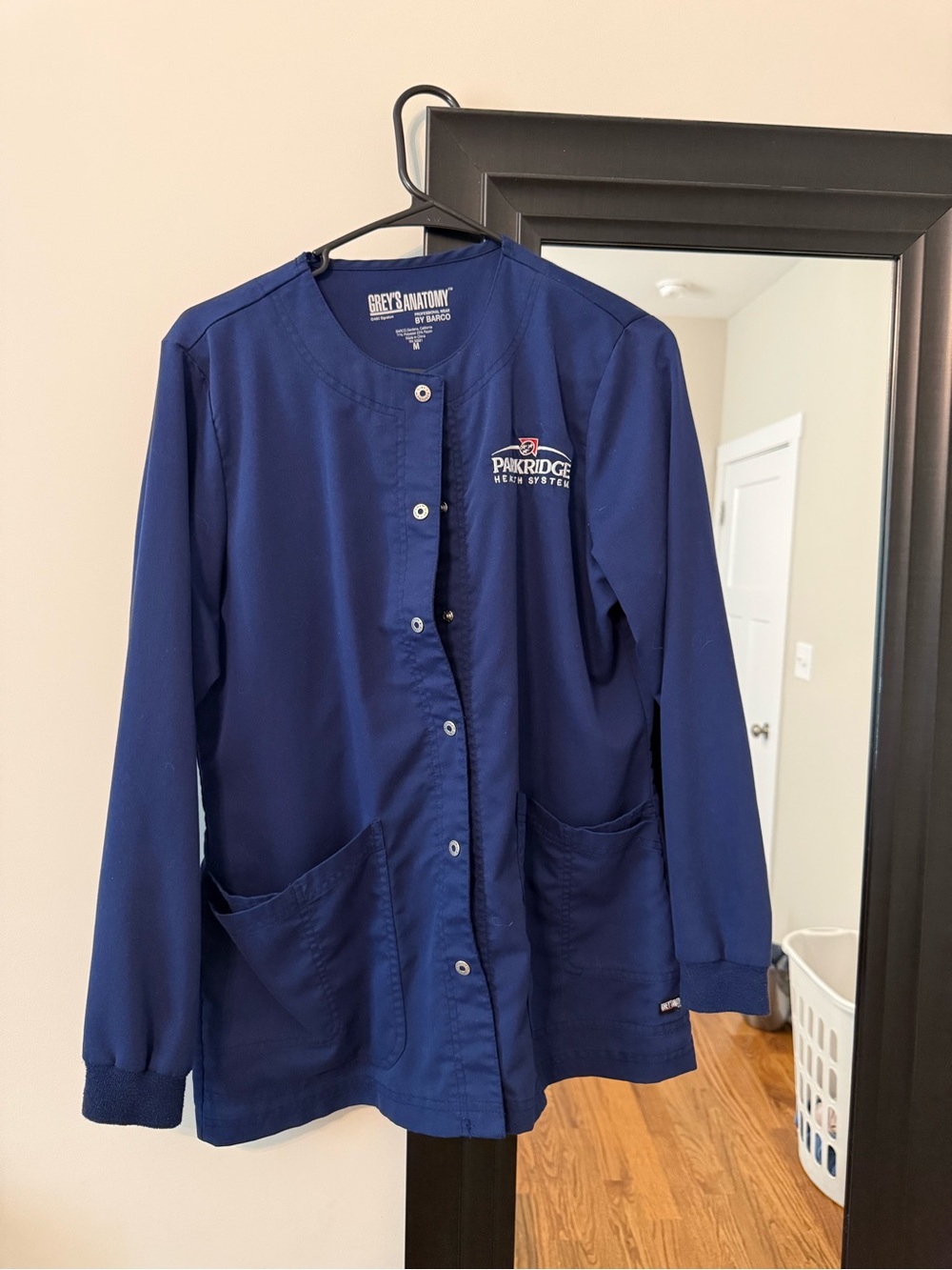 Grey's Anatomy Women's Navy Utility Medical Jacket with Parkridge Embroidery